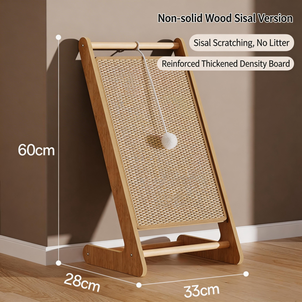 Ergonomic Angled Corrugated Cat Scratching Pad cat scratch board with cat toy (1)