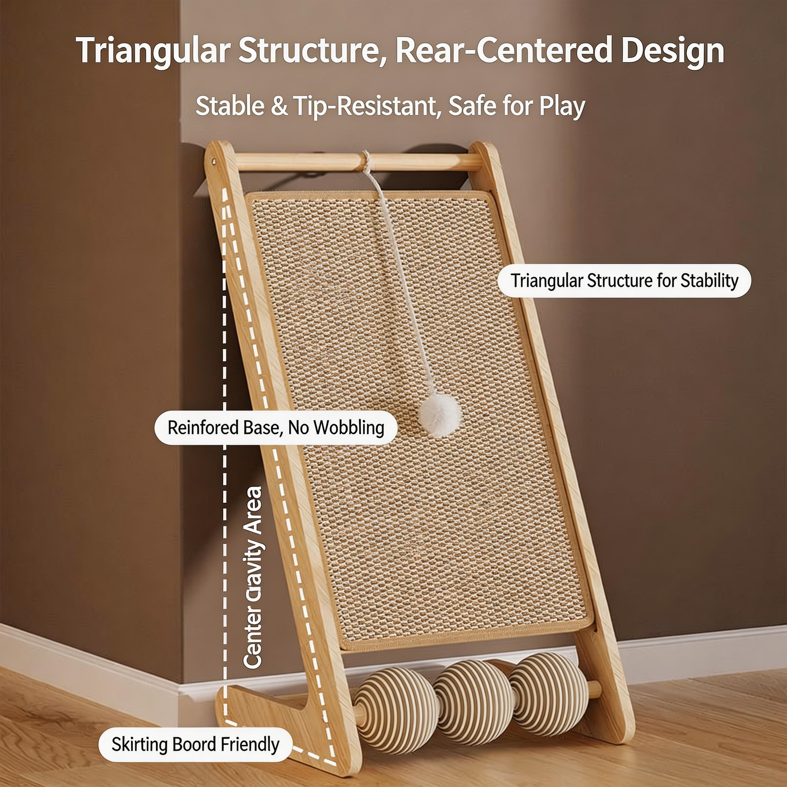 Ergonomic Angled Corrugated Cat Scratching Pad cat scratch board with cat toy (2)