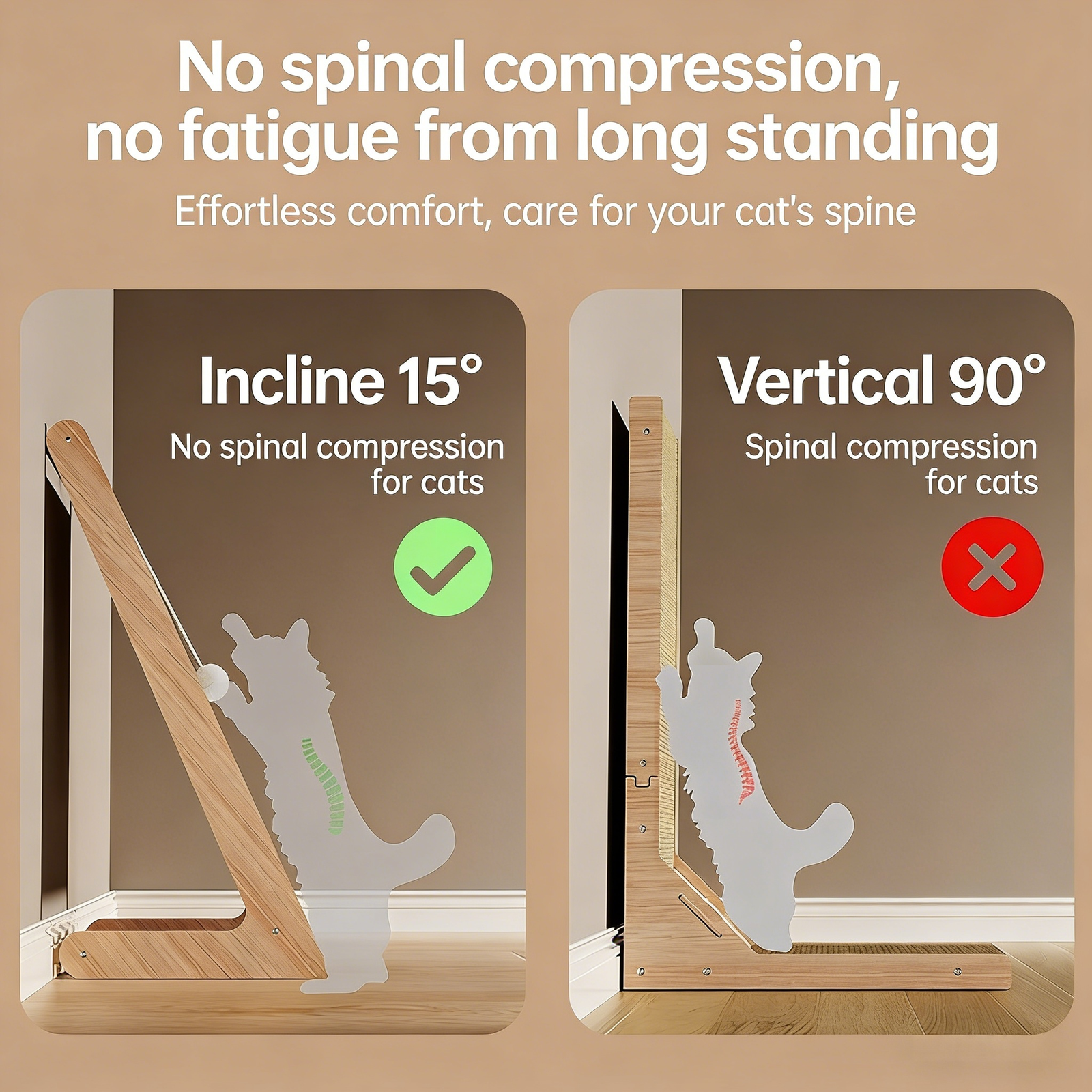 Ergonomic Angled Corrugated Cat Scratching Pad cat scratch board with cat toy (3)