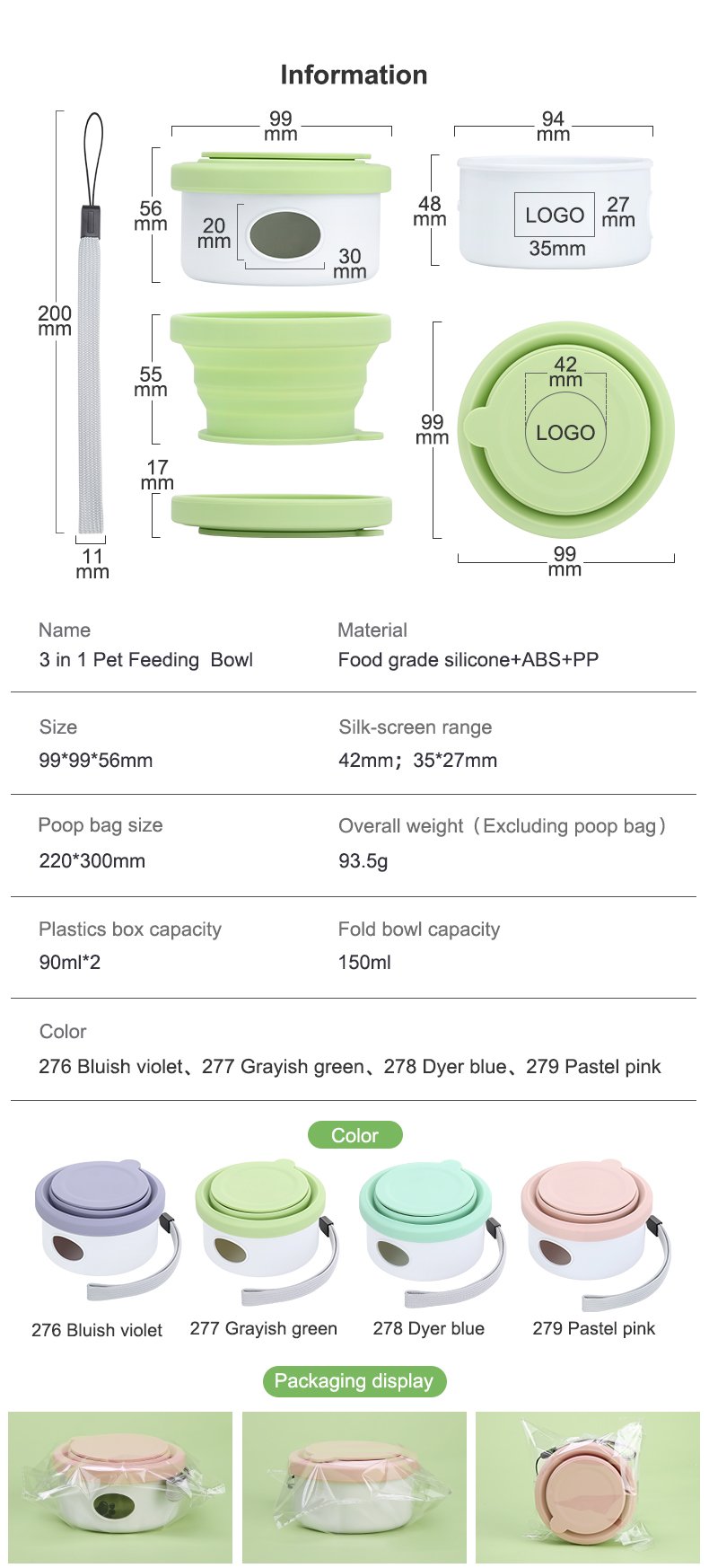 4-in-1 Pet Travel Bottle with Collapsible Bowl & Poop Bag Dispenser – Portable Dog Water Bottle with Food Container, Leak-Proof Outdoor Travel Kit for Walking Hiking Camping dog outdoor travel bottle with feeder bowl and poop bag (4)