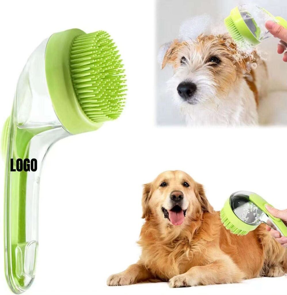 Dog bath brush with water spray